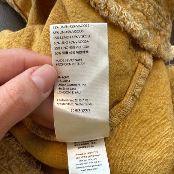 Pilcro Flounced Linen Blend High Waist Mini Skirt in Washed Mustard Size Medium - Picture 8 of 8